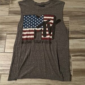 MTV americana american flag muscle tank top gym lifting shirt women’s small